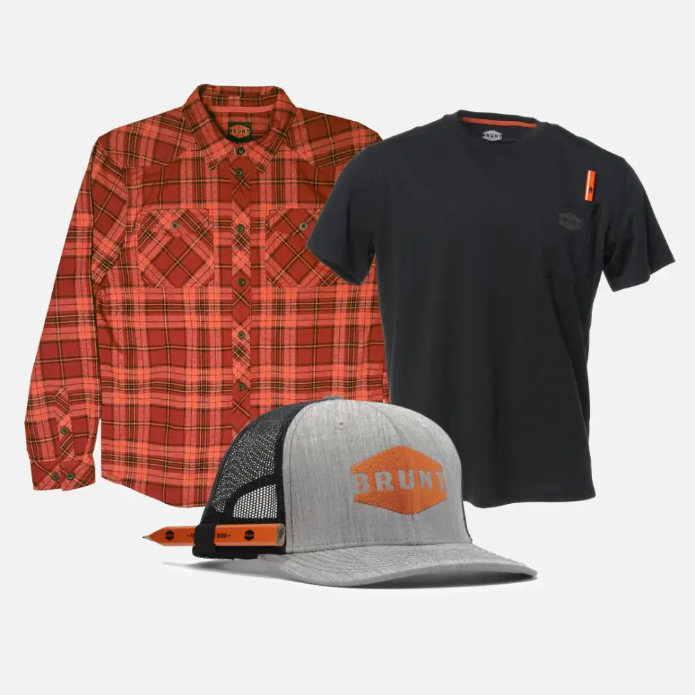 BRUNT Flannel Shirt + Pocket Tee + Snapback Bundle