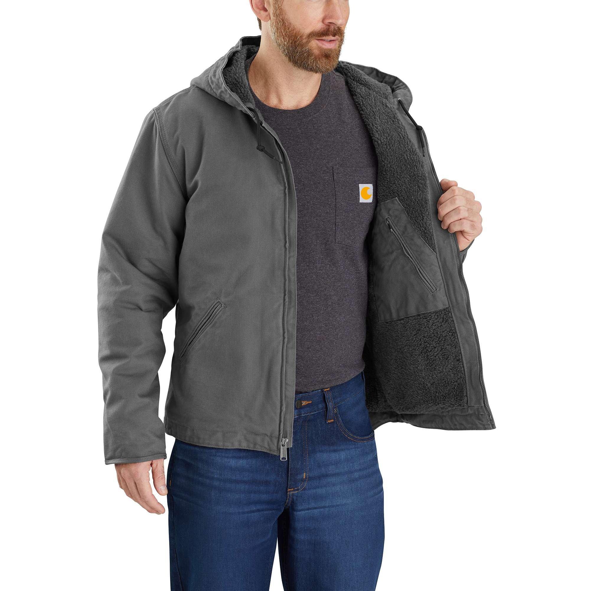 Men's Sherpa-Lined Jacket - Relaxed Fit - Washed Duck - 3 Warmest Rating