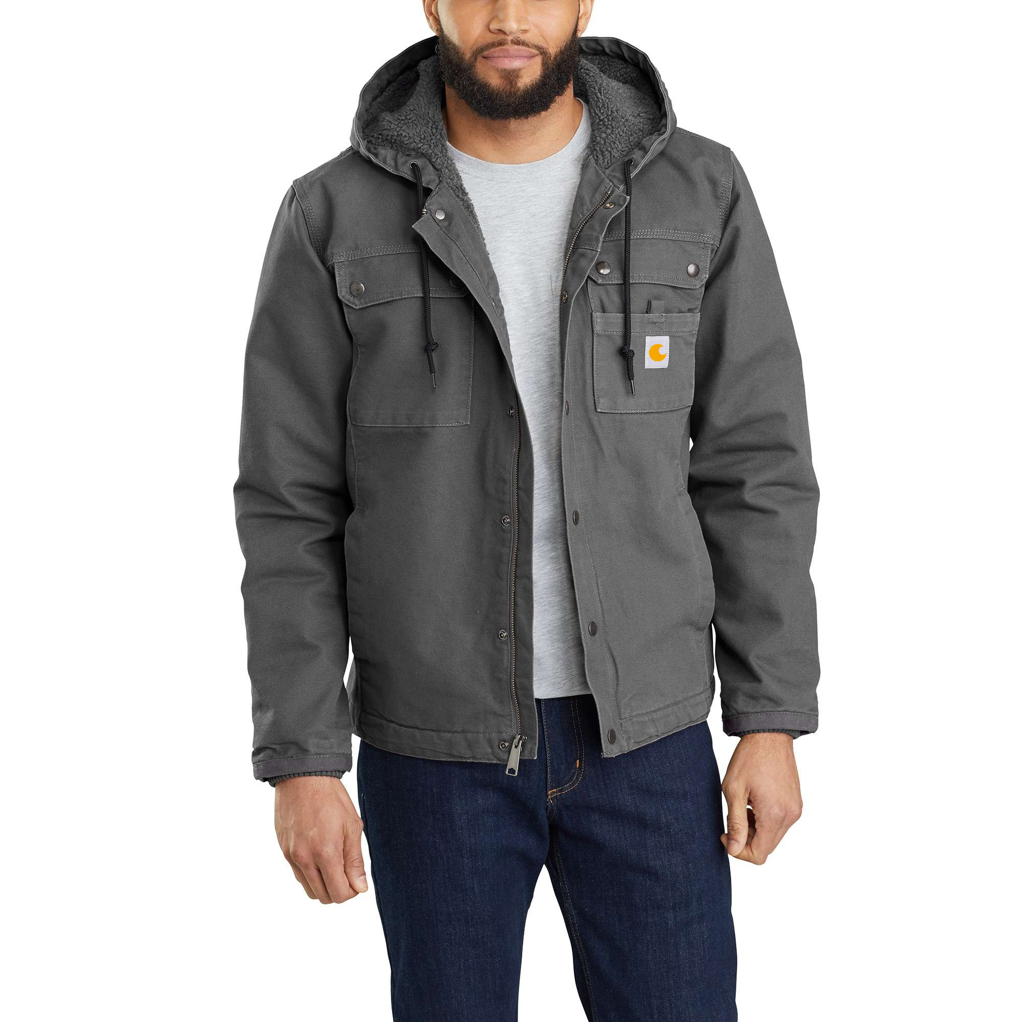 Men's Sherpa-Lined Utility Jacket - Relaxed Fit - Washed Duck