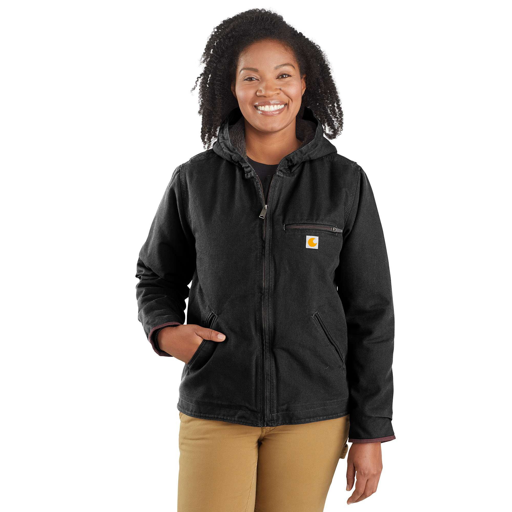 Women's Sherpa Lined Jacket - Loose Fit - Washed Duck - 3 Warmest Rating