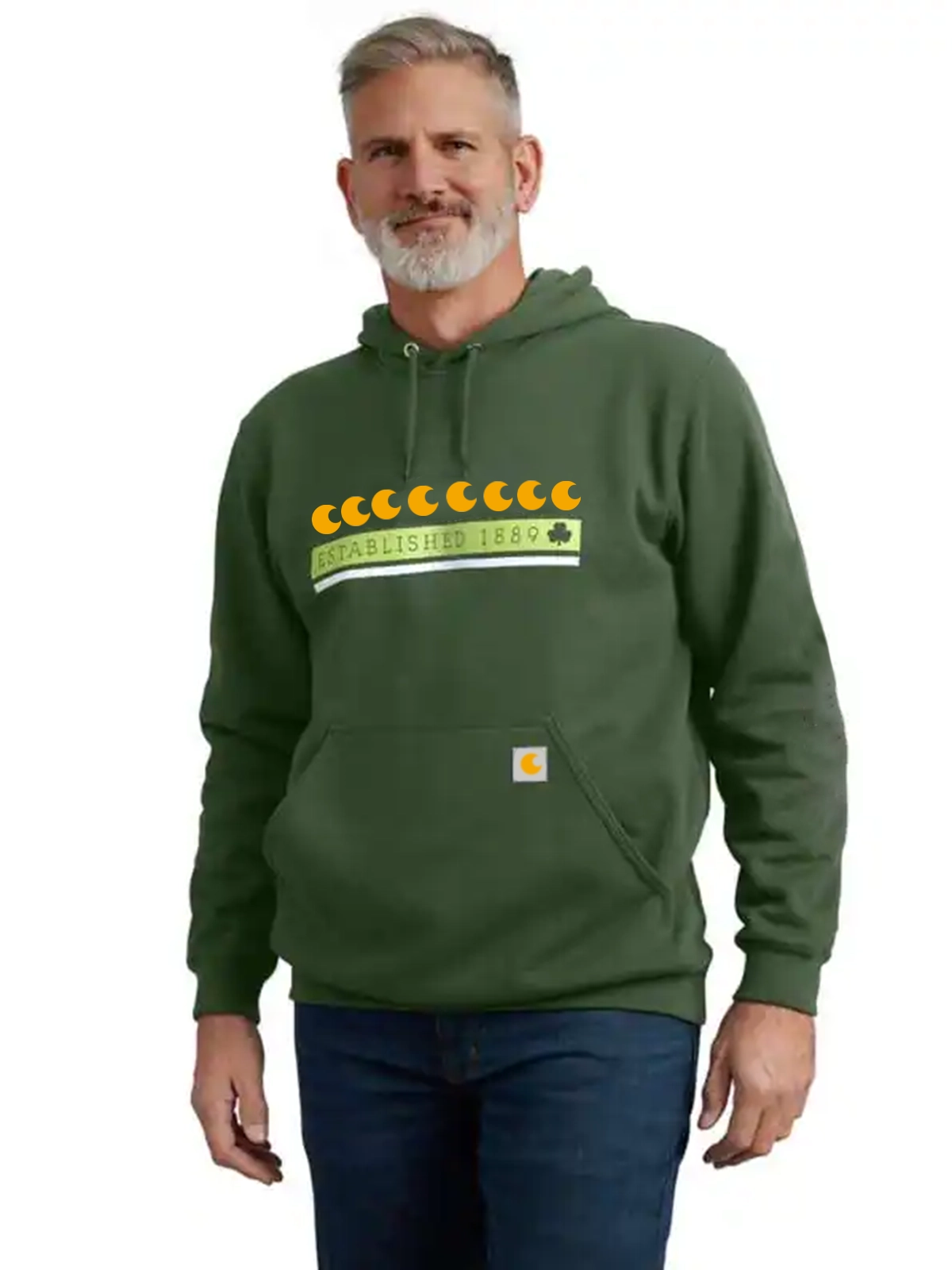 Loose Fit Midweight Hooded Shamrock Graphic Sweatshirt