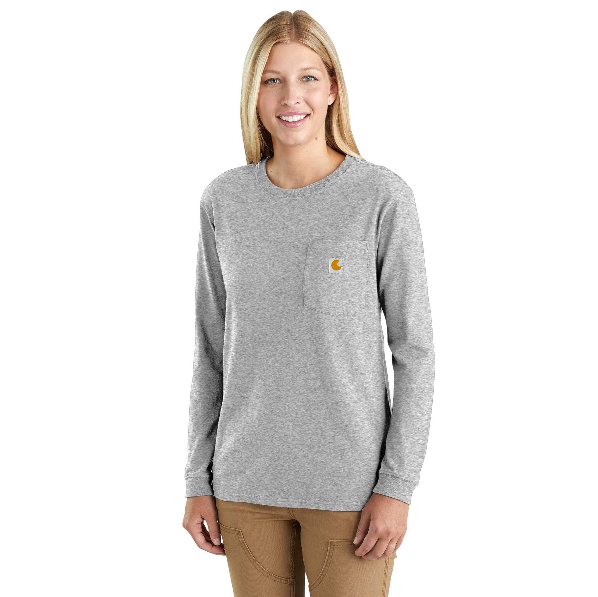 Women's Loose Fit Heavyweight Long-Sleeve Pocket T-Shirt