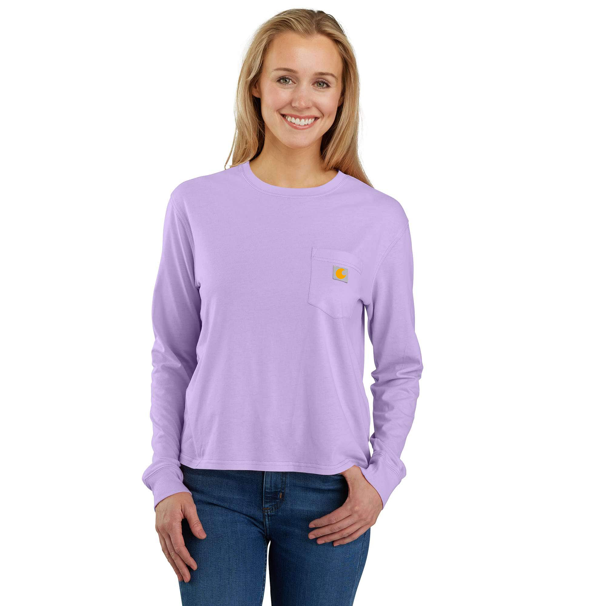 Women's TENCEL Fiber Series Loose Fit Long-Sleeve Crewneck Pocket T-Shirt