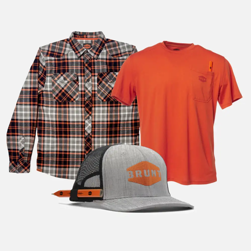 BRUNT Flannel Shirt + Pocket Tee + Snapback Bundle
