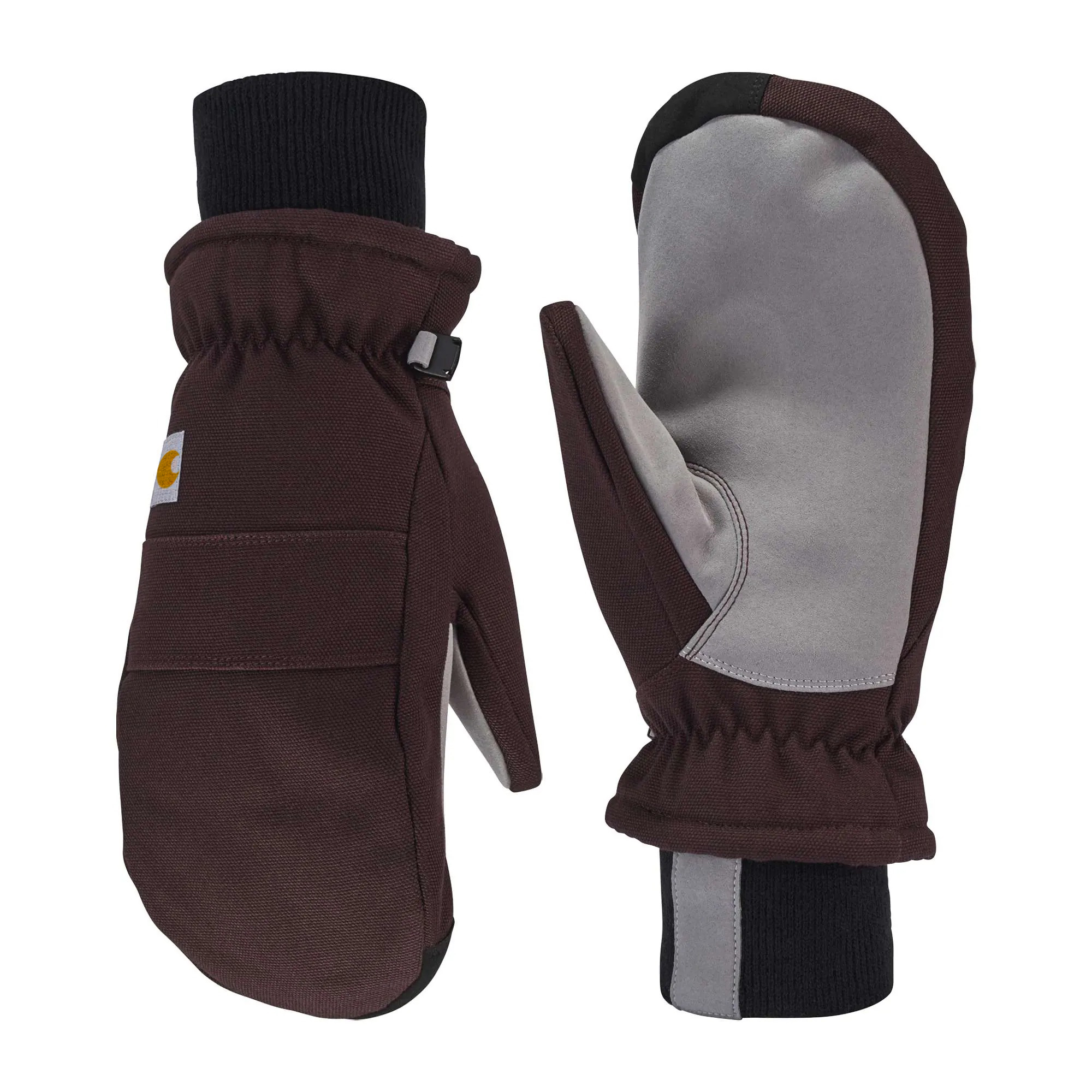 Women's Insulated Duck Synthetic Leather Knit Cuff Mitt