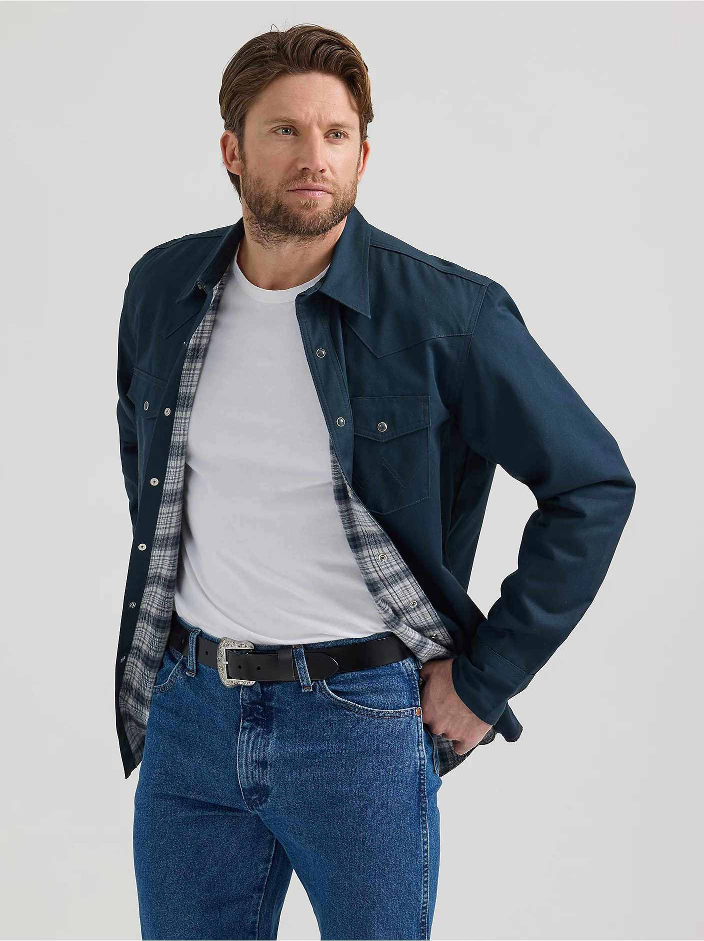 Men's Long Sleeve Flannel Lined Solid Work Shirt