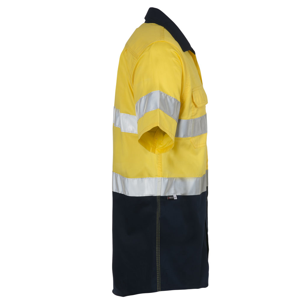 100% Cotton Two Tone Short Sleeve Reflective Work Shirt