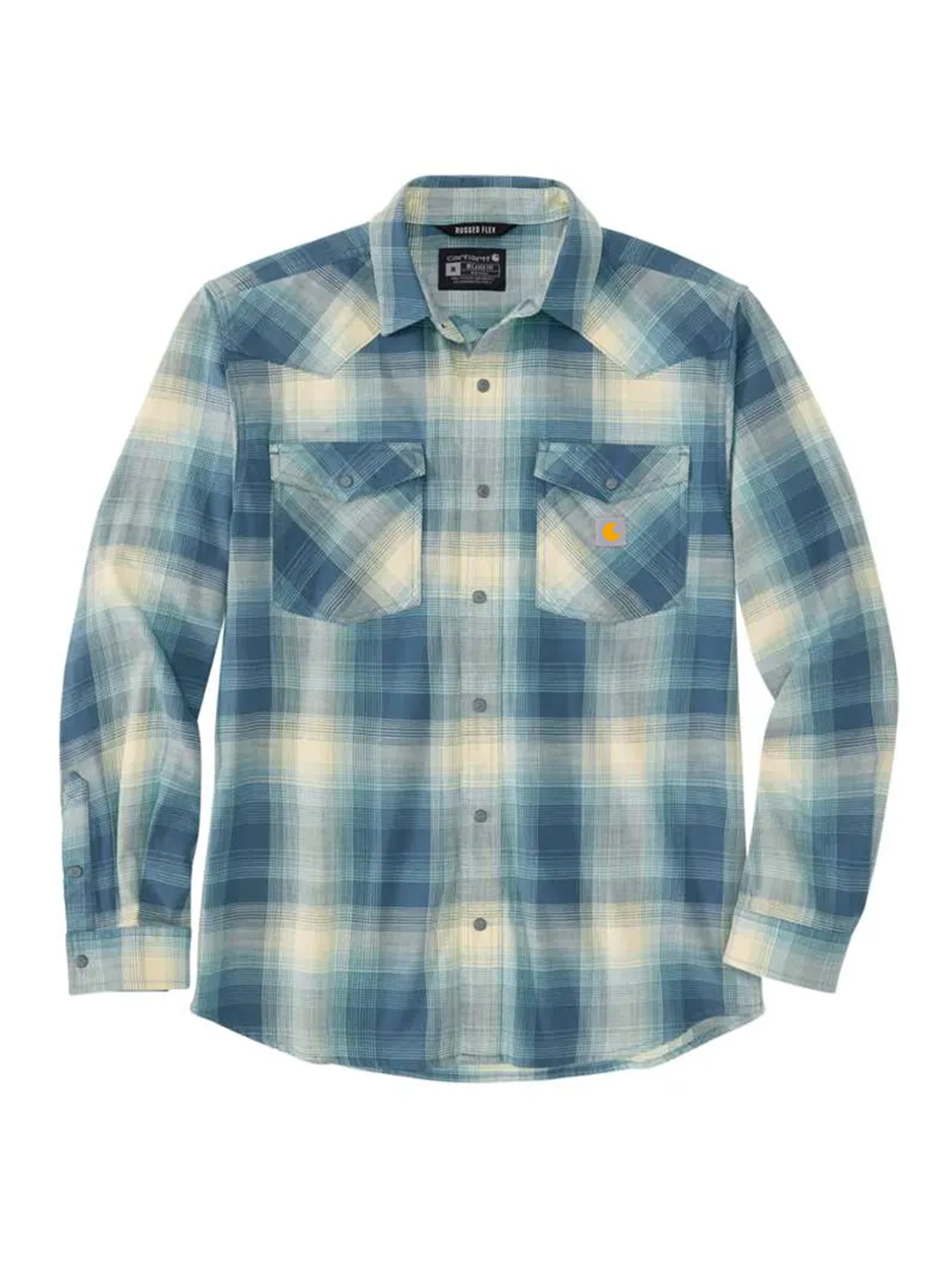 Relaxed Fit Lightweight Long-Sleeve Snap-Front Plaid Shirt