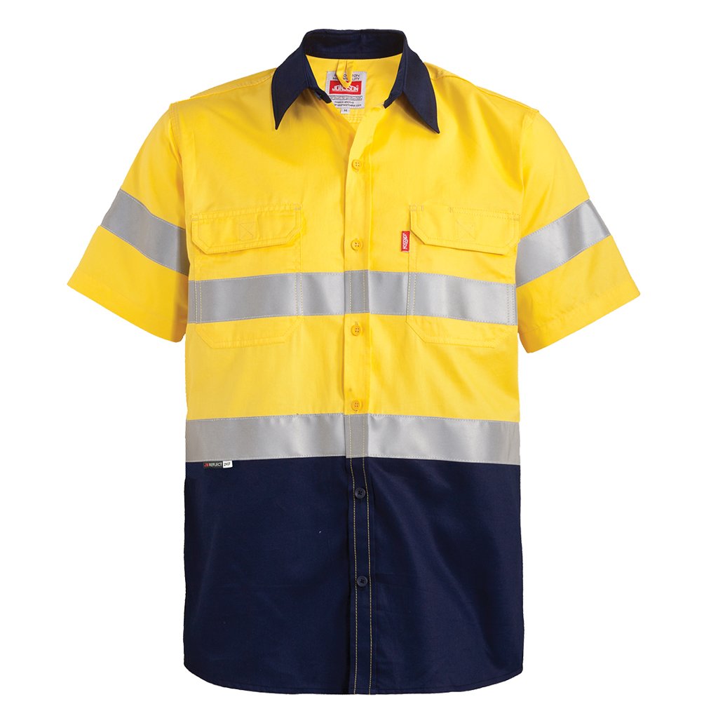 100% Cotton Two Tone Short Sleeve Reflective Work Shirt