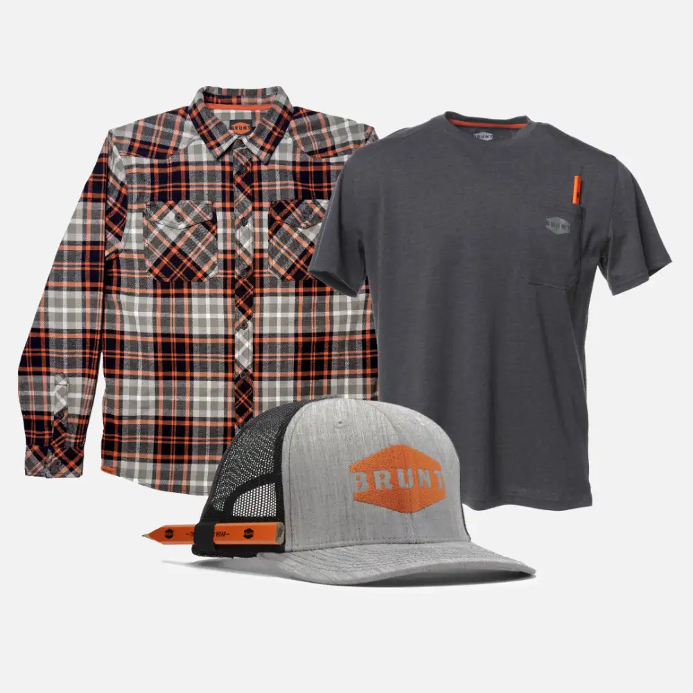BRUNT Flannel Shirt + Pocket Tee + Snapback Bundle