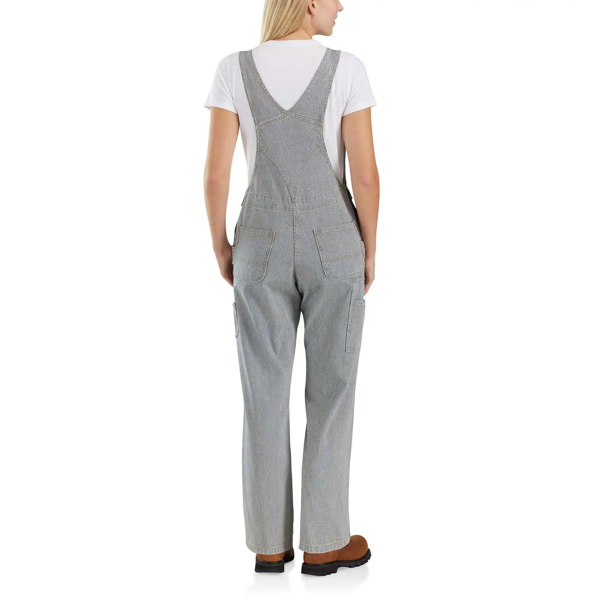 Women's Relaxed Fit Denim Railroad Stripe Bib Overall