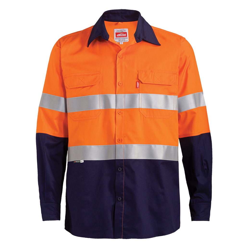 100% Cotton Vented Long Sleeve Reflective Work Shirt