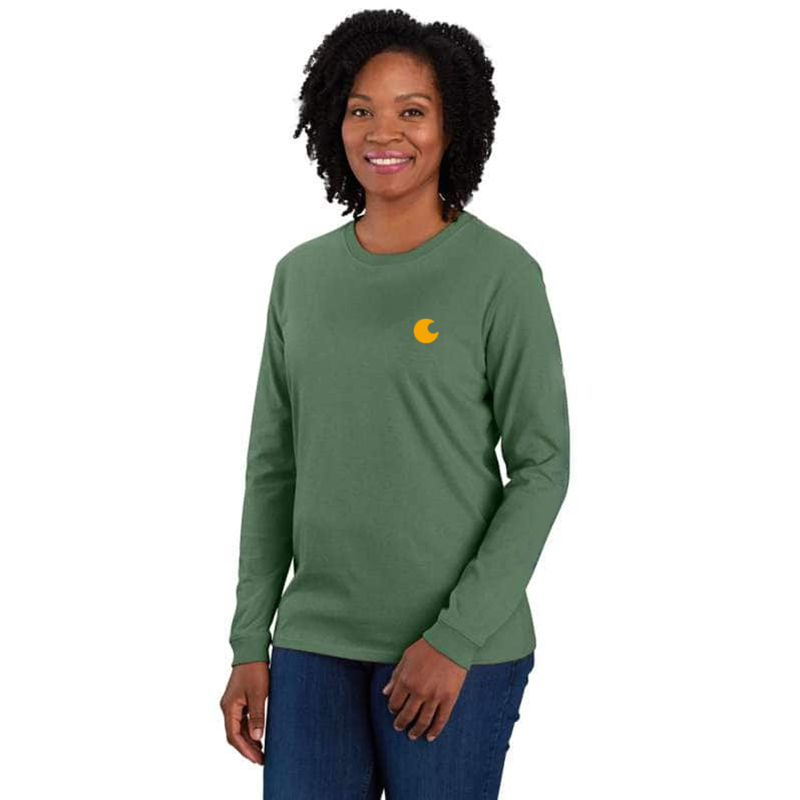 Women's Loose Fit Heavyweight Long-Sleeve Logo Sleeve Graphic T-Shirt