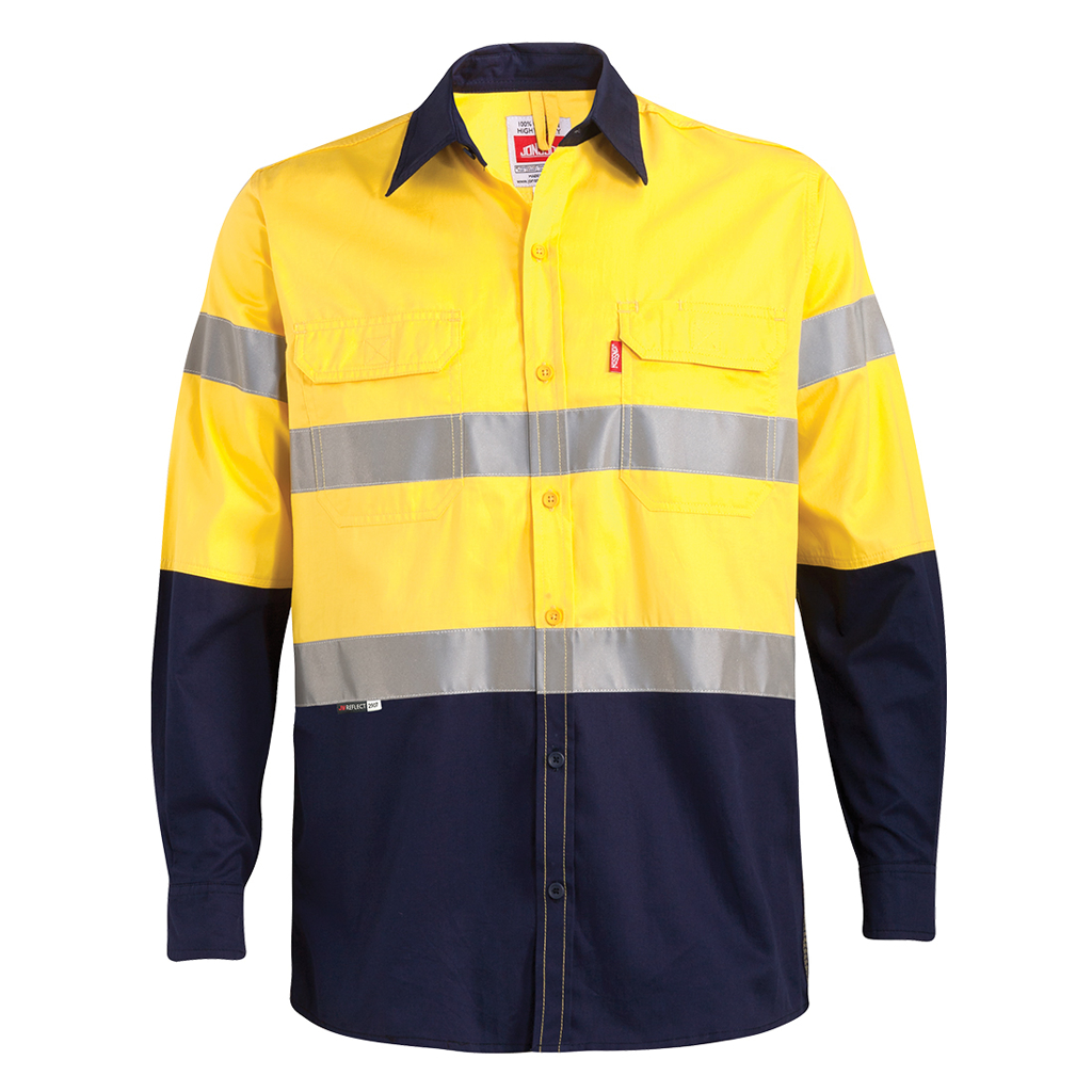 100% Cotton Two Tone Long Sleeve Reflective Work Shirt