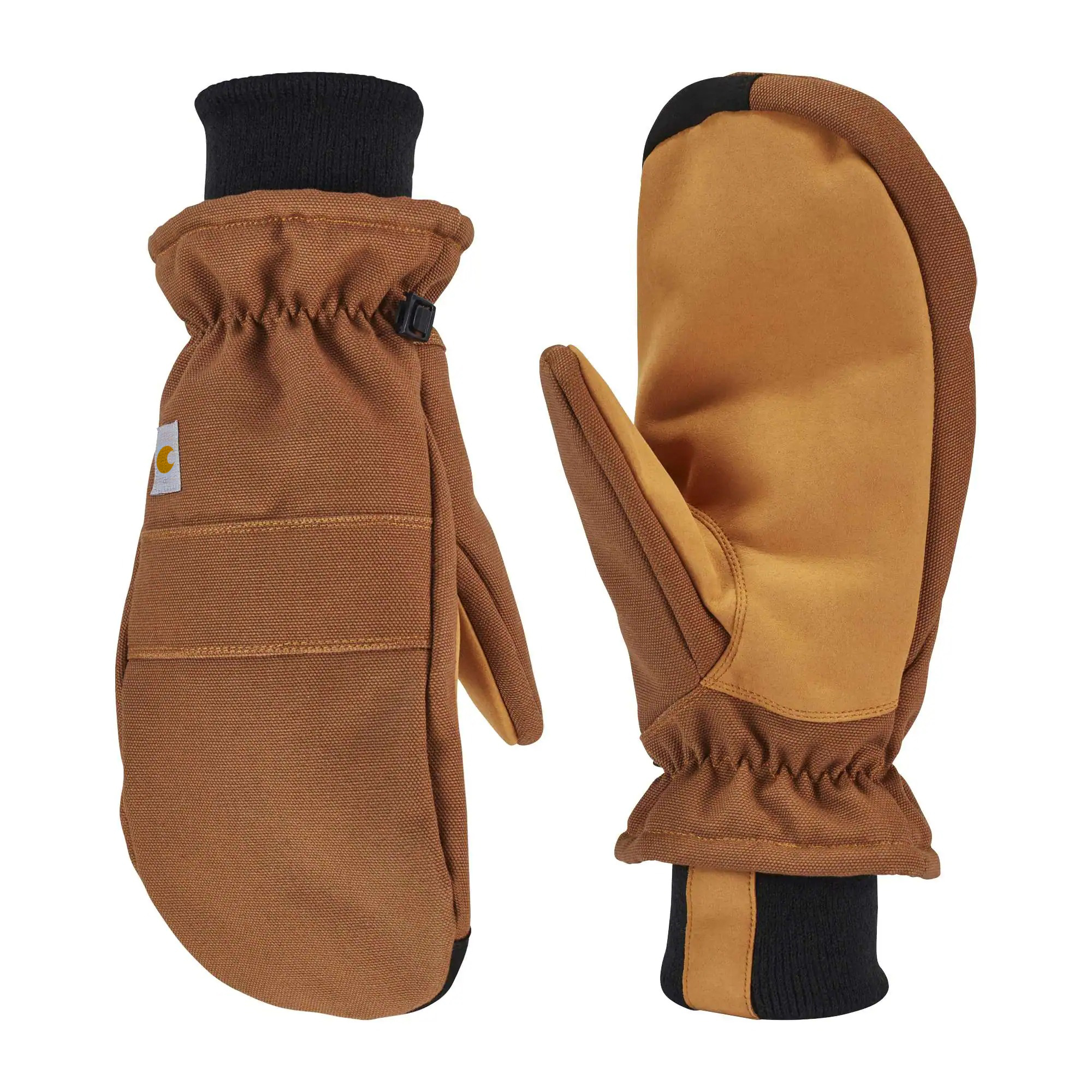 Women's Insulated Duck Synthetic Leather Knit Cuff Mitt