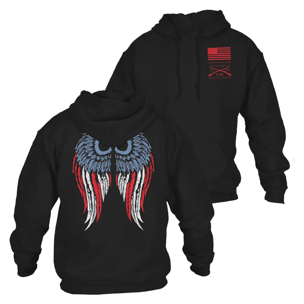 Women's Freedom Angel Hoodie - Black