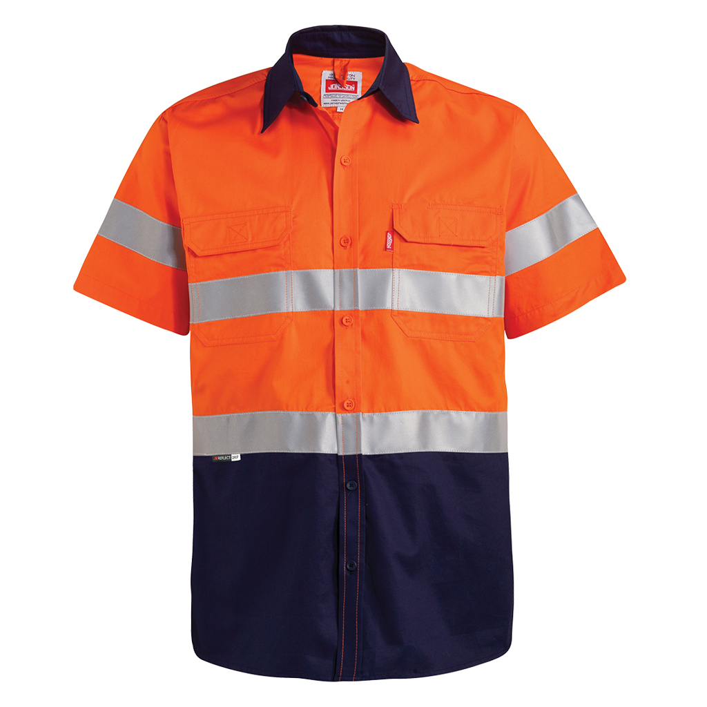 100% Cotton Two Tone Short Sleeve Reflective Work Shirt
