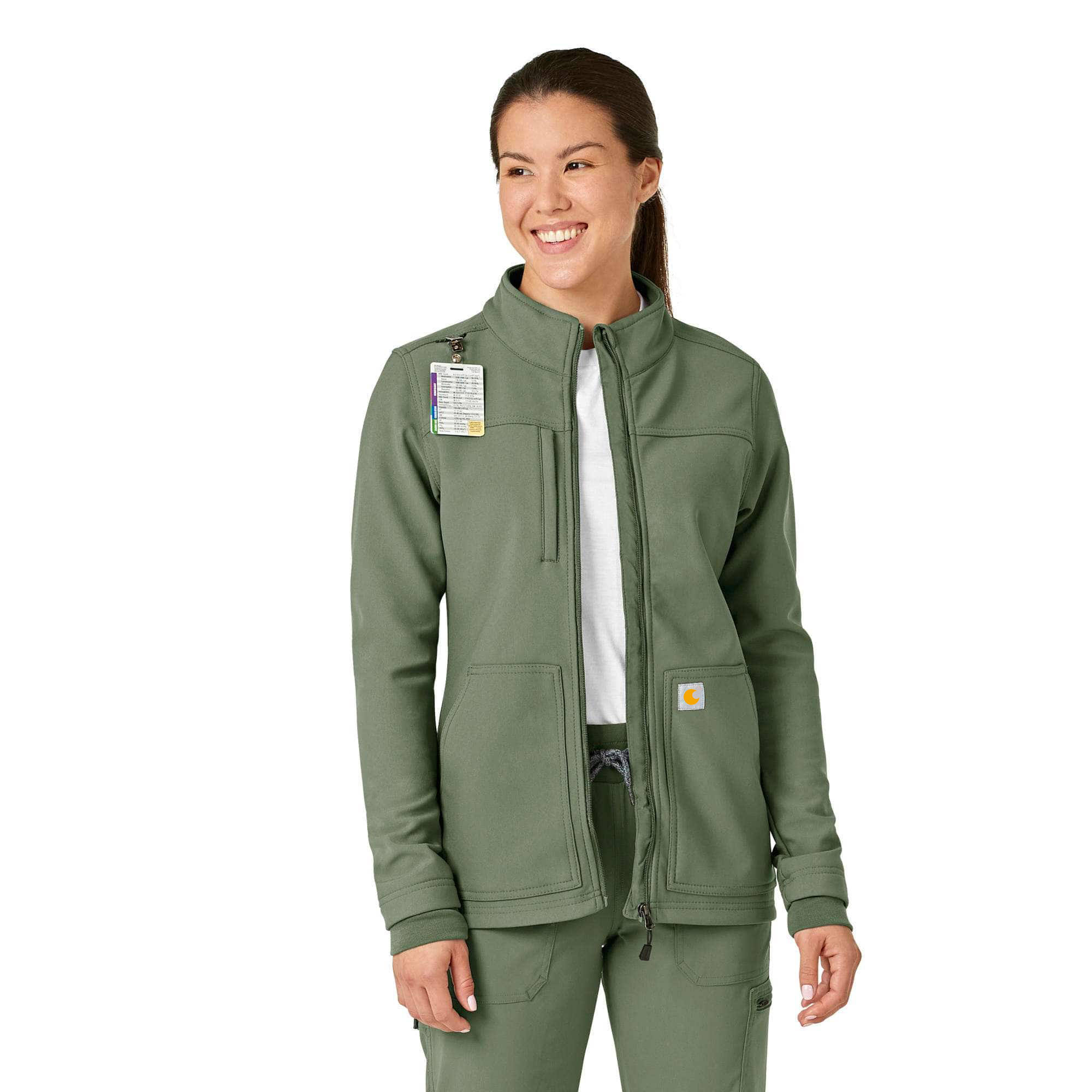 Women's Rugged Flex Peak Bonded Fleece Scrub Jacket