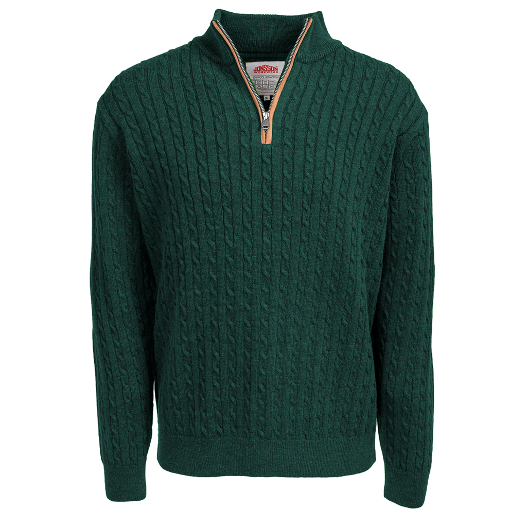 Fine Gauge Cable Knit 1/4 Zip Jersey