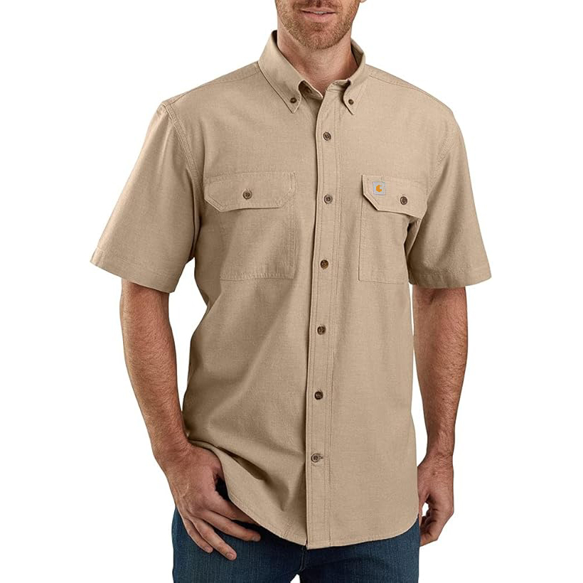 Men's Loose Fit Midweight Chambray Short Sleeve Shirt