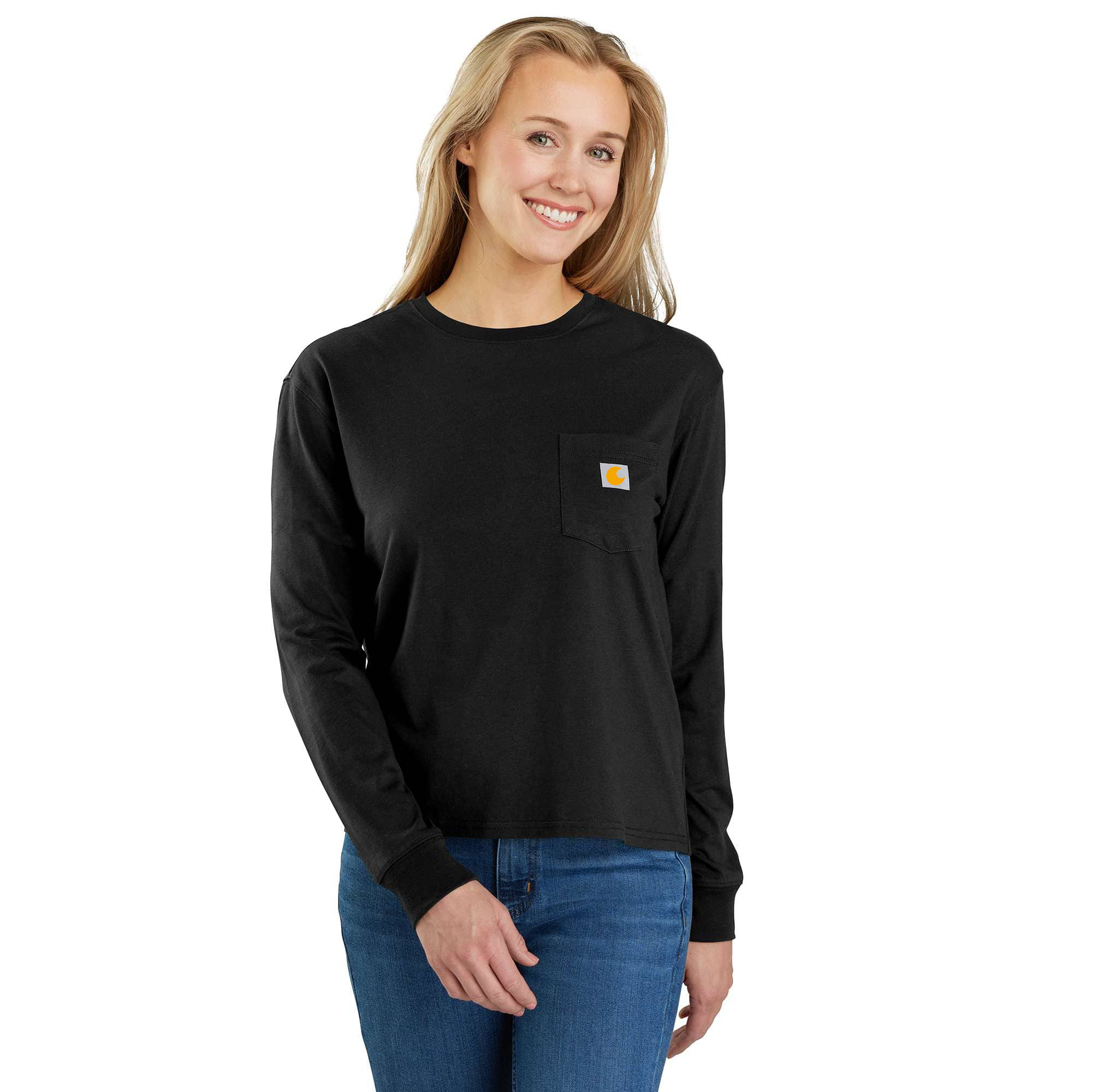 Women's TENCEL Fiber Series Loose Fit Long-Sleeve Crewneck Pocket T-Shirt