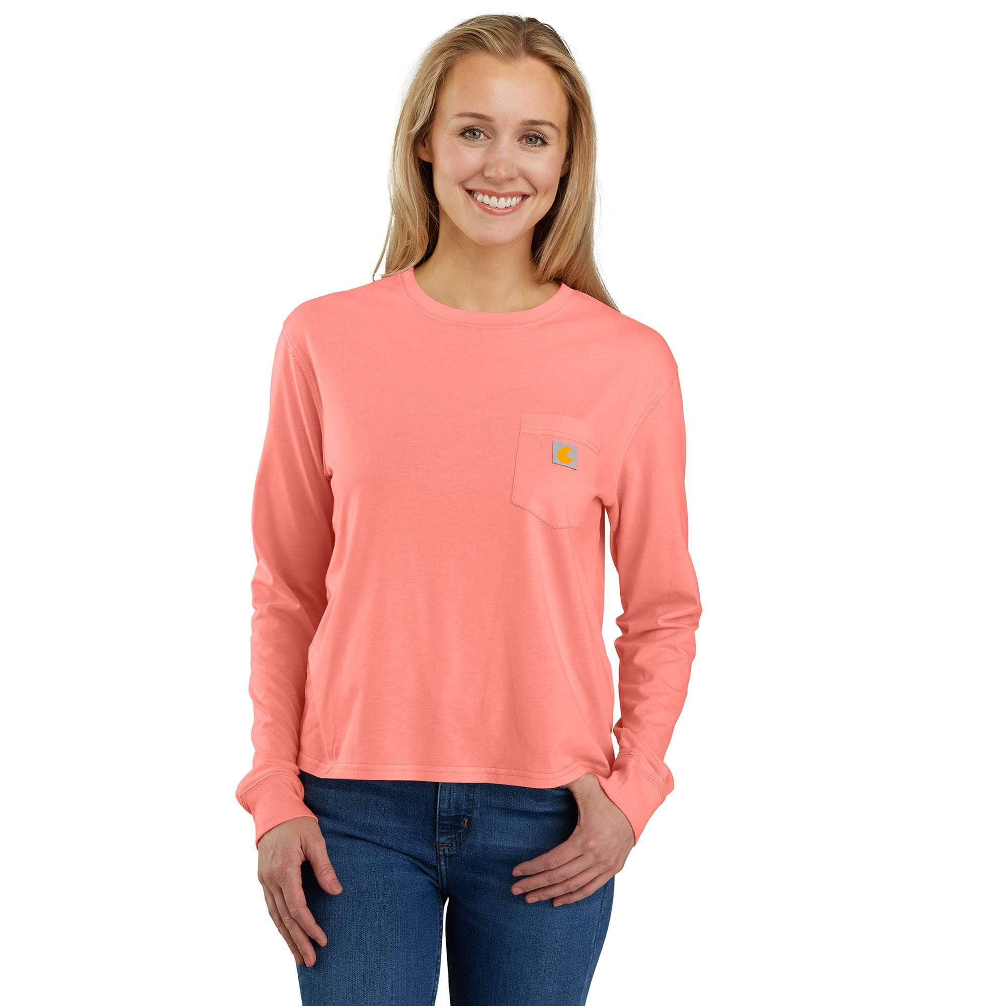 Women's TENCEL Fiber Series Loose Fit Long-Sleeve Crewneck Pocket T-Shirt