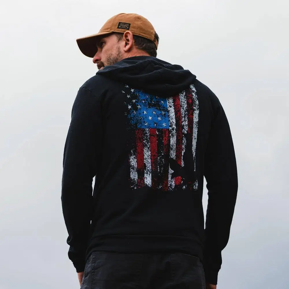Freedom Flag Full-Zip Hoodie - Black