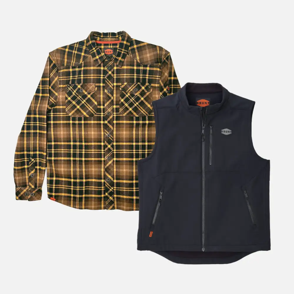 BRUNT Flannel Shirt + Wright Tech Vest Bundle