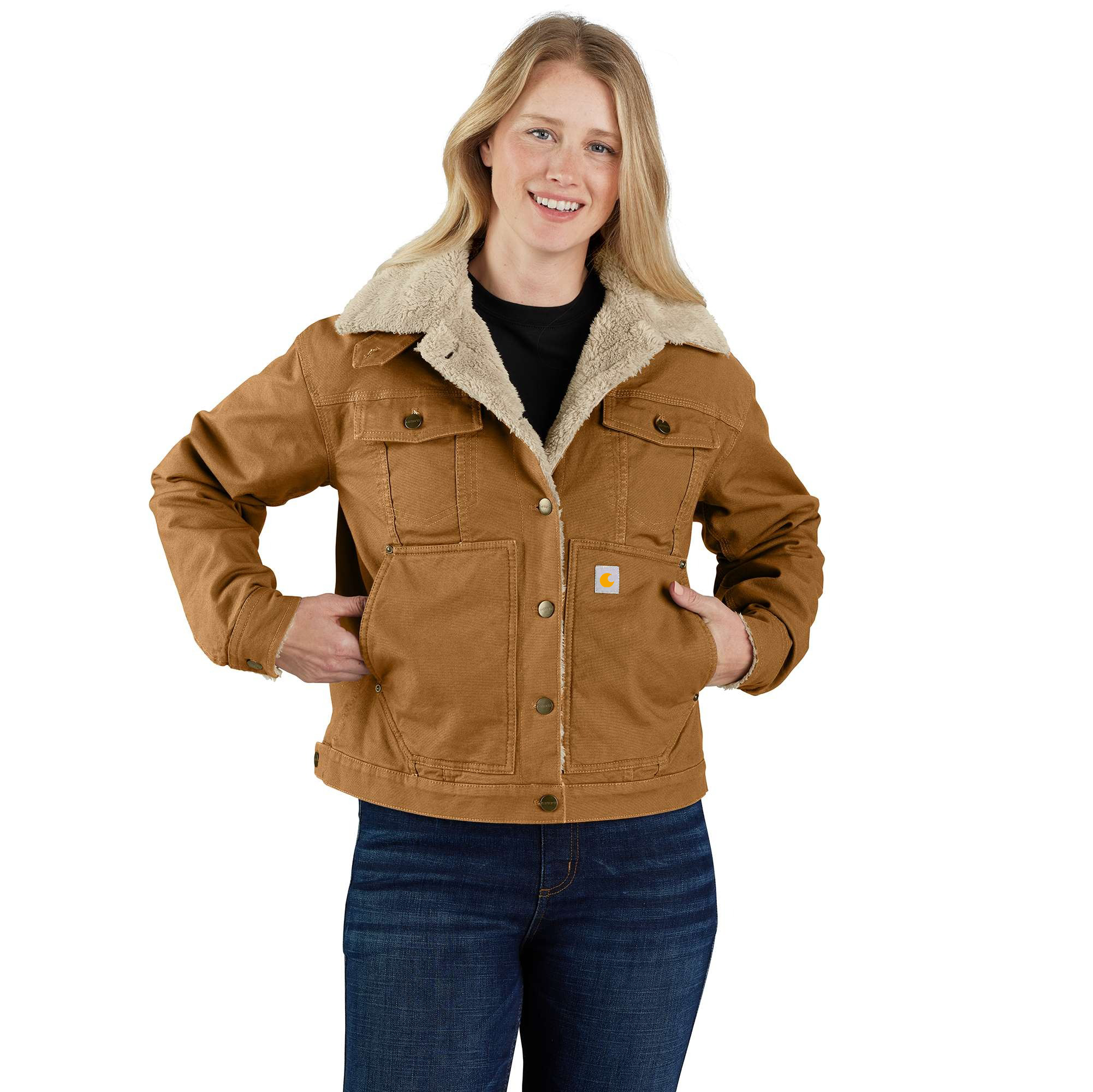 Women's Rugged Flex Loose Fit Canvas Sherpa-Lined Jacket - 2 Warmer Rating
