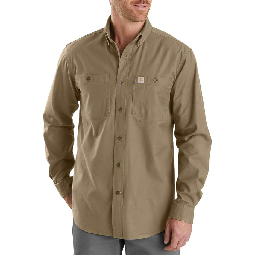 Men's Rugged Flex Relaxed Fit Midweight Canvas Long-Sleeve Shirt