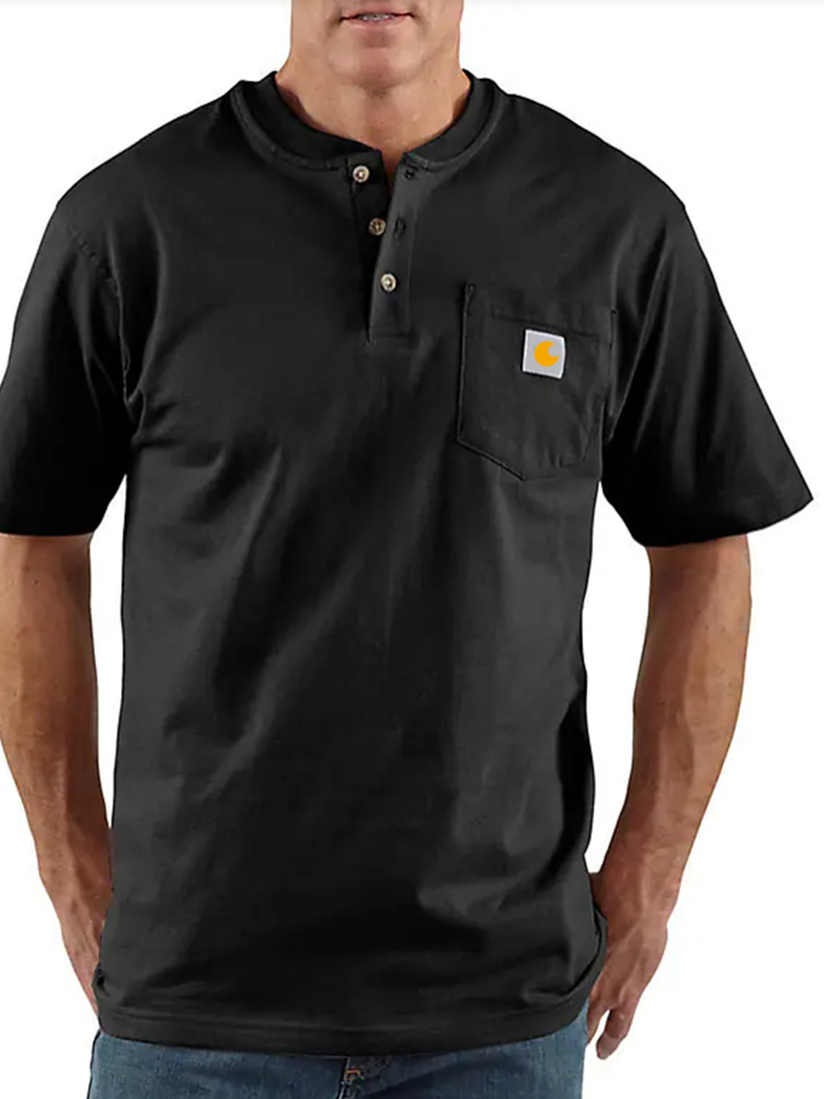 Loose Fit Heavyweight Short-Sleeve Pocket Henley T-Shirt