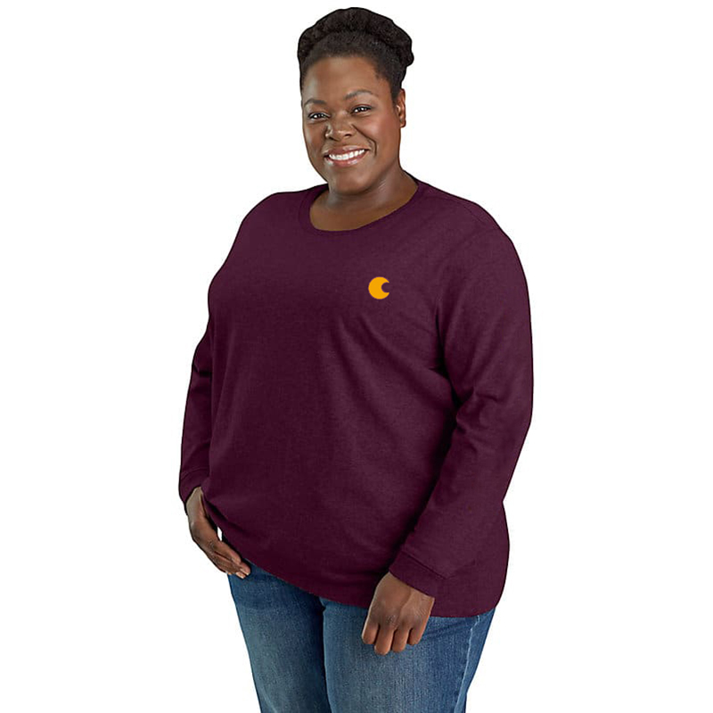 Women's Loose Fit Heavyweight Long-Sleeve Logo Sleeve Graphic T-Shirt