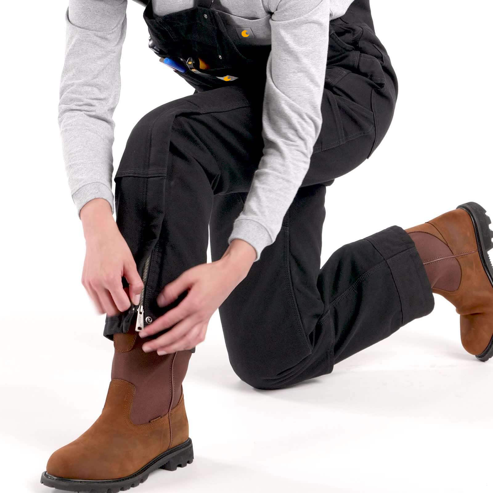 Women's Insulated Bibs - Relaxed Fit - Washed Duck - 3 Warmest Rating