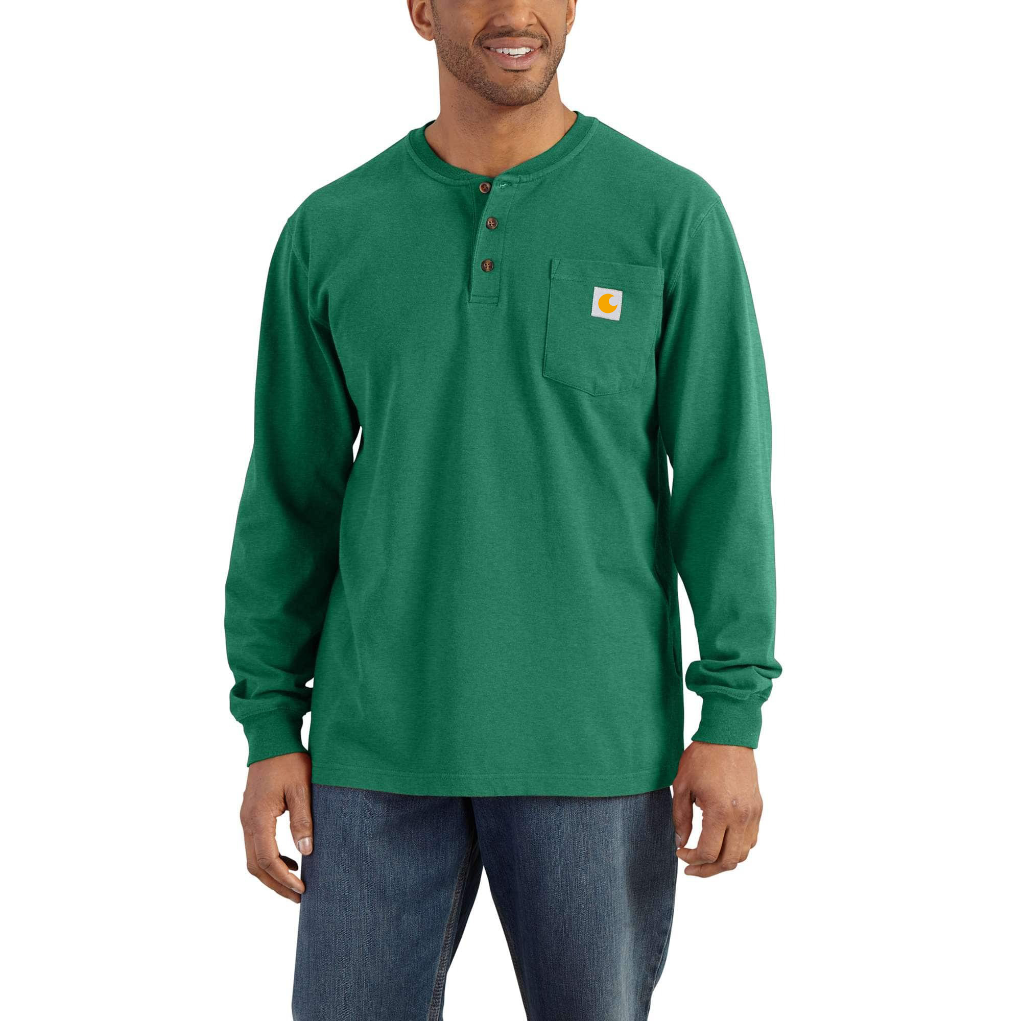 Loose Fit Heavyweight Long-Sleeve Pocket Henley T-Shirt
