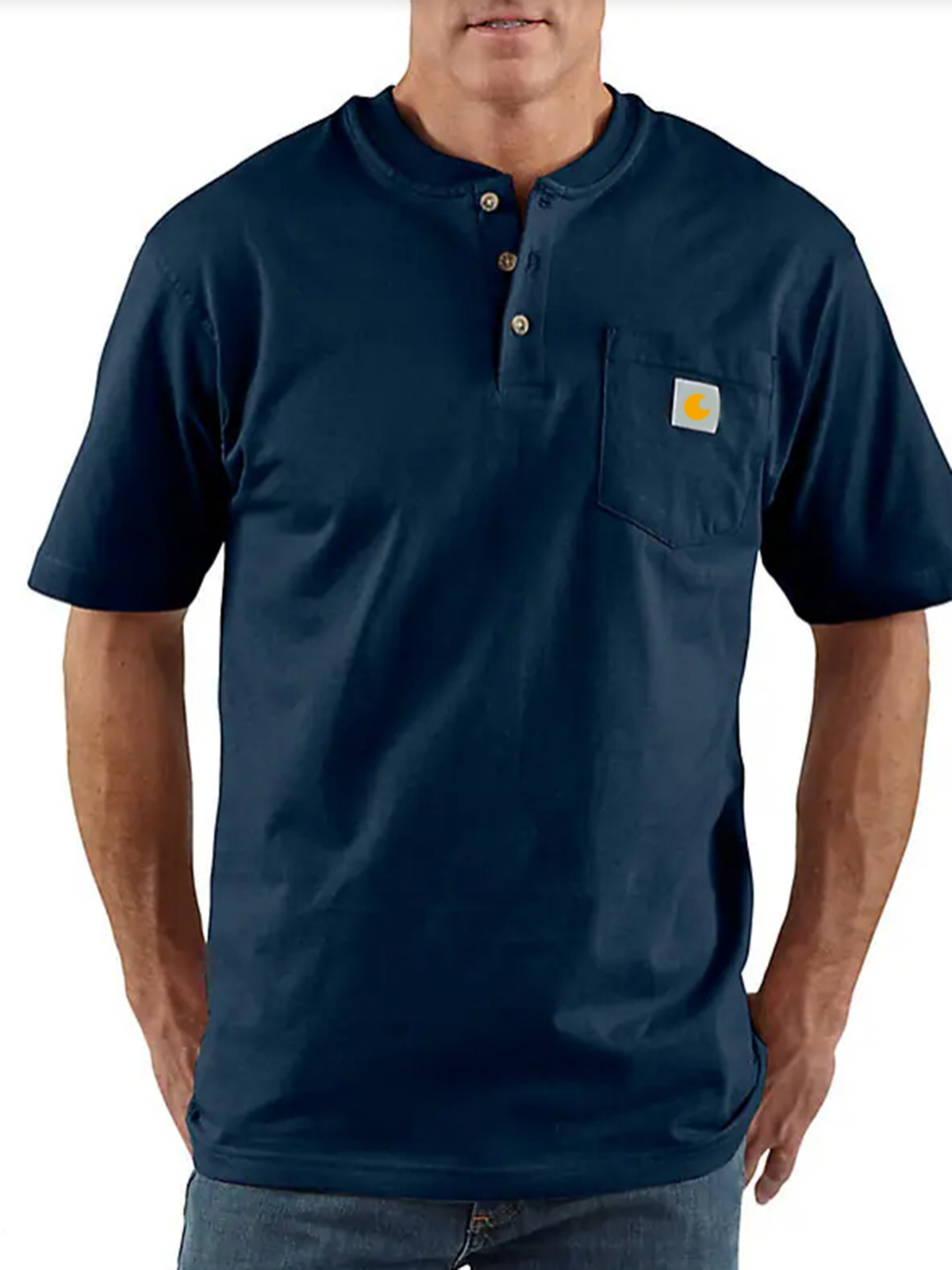 Loose Fit Heavyweight Short-Sleeve Pocket Henley T-Shirt