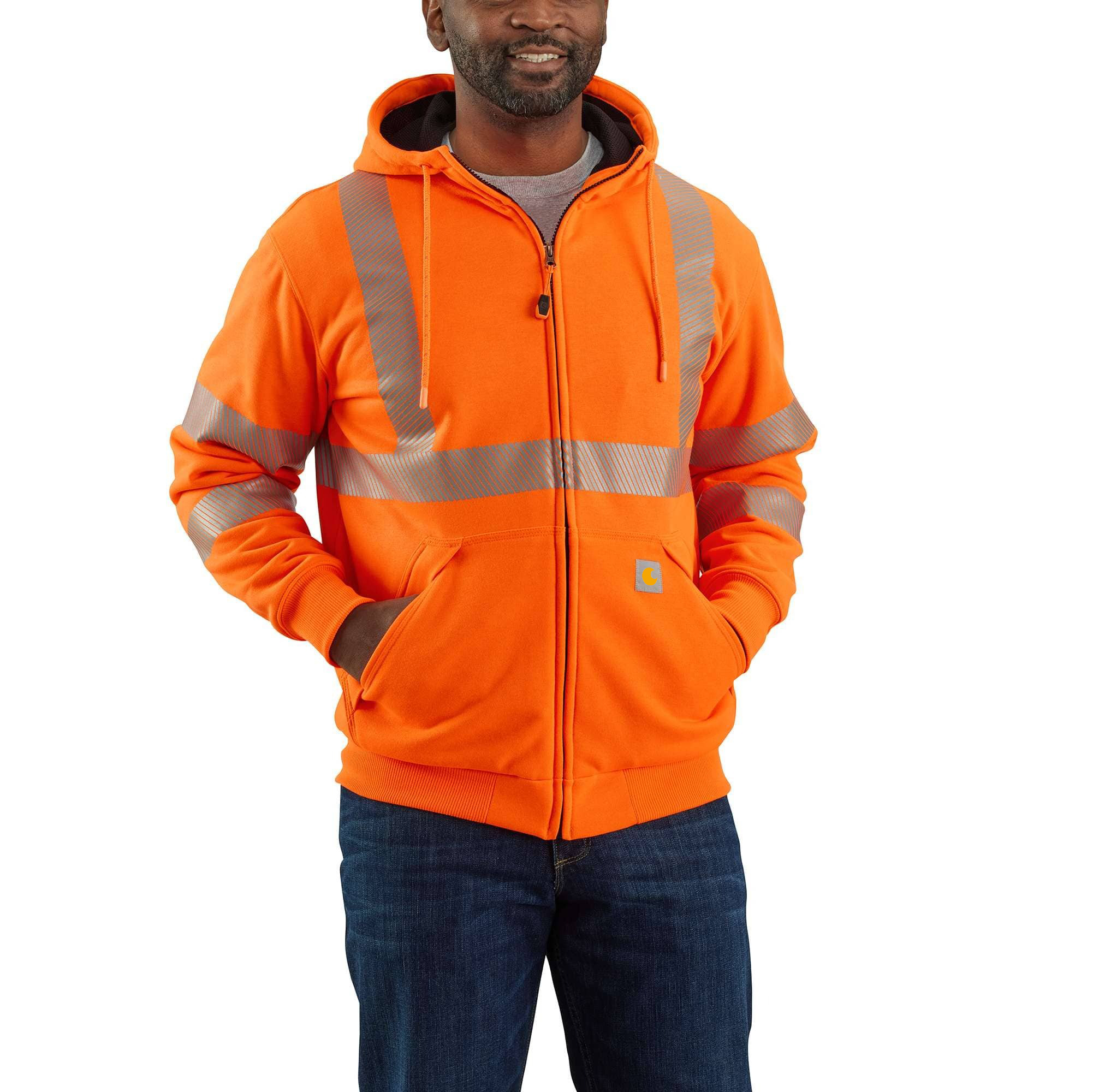 High-Visibility Loose Fit Midweight Thermal-Lined Full-Zip Class E Sweatshirt