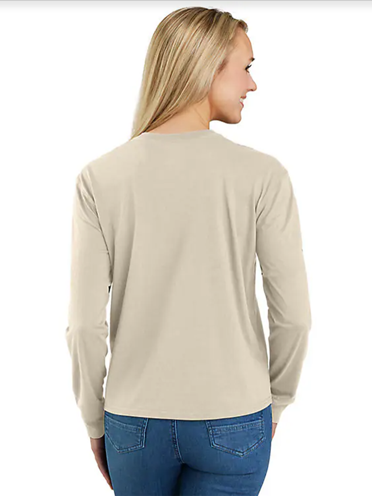 Women's Loose Fit Long-Sleeve Crewneck Pocket T-Shirt