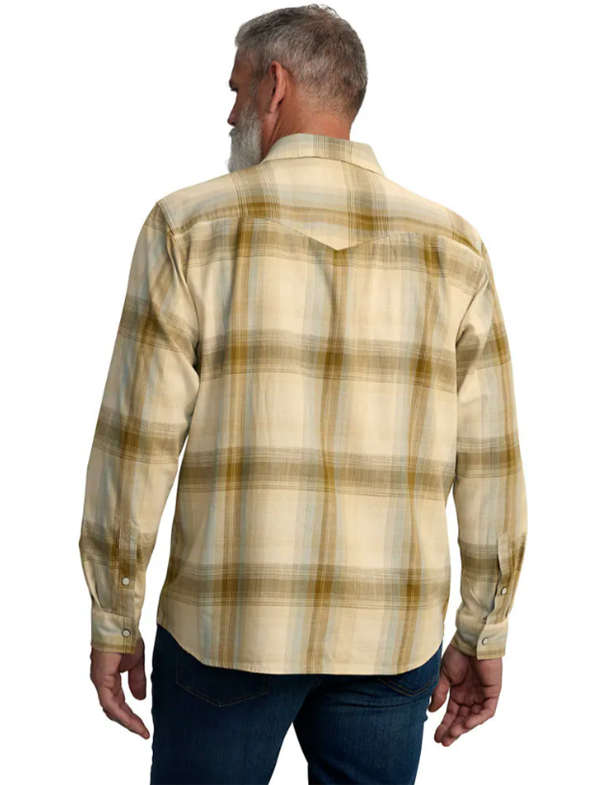 Relaxed Fit Lightweight Long-Sleeve Snap-Front Plaid Shirt