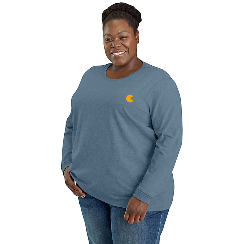 Women's Loose Fit Heavyweight Long-Sleeve Logo Sleeve Graphic T-Shirt