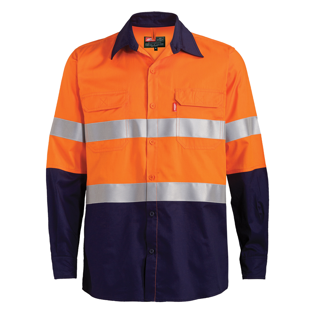 100% Cotton Two Tone Long Sleeve Reflective Work Shirt