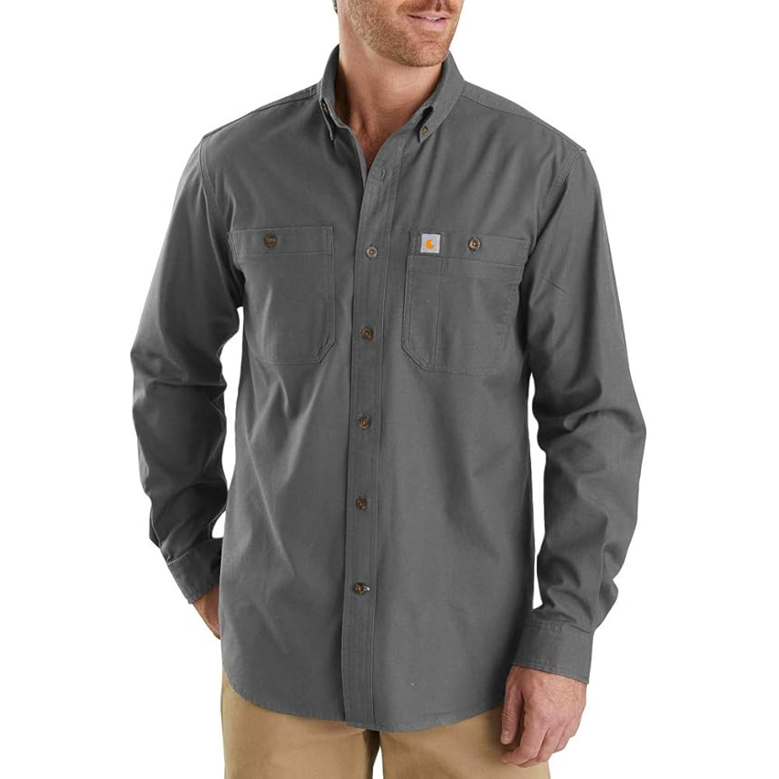 Men's Rugged Flex Relaxed Fit Midweight Canvas Long-Sleeve Shirt