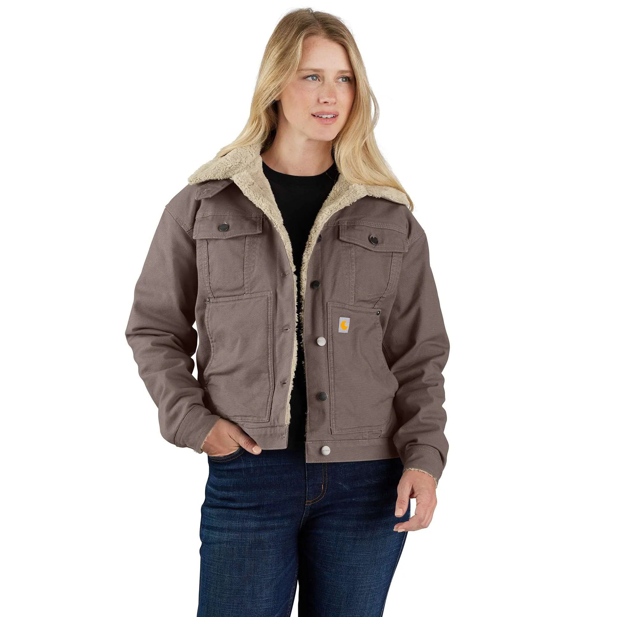 Women's Rugged Flex Loose Fit Canvas Sherpa-Lined Jacket - 2 Warmer Rating