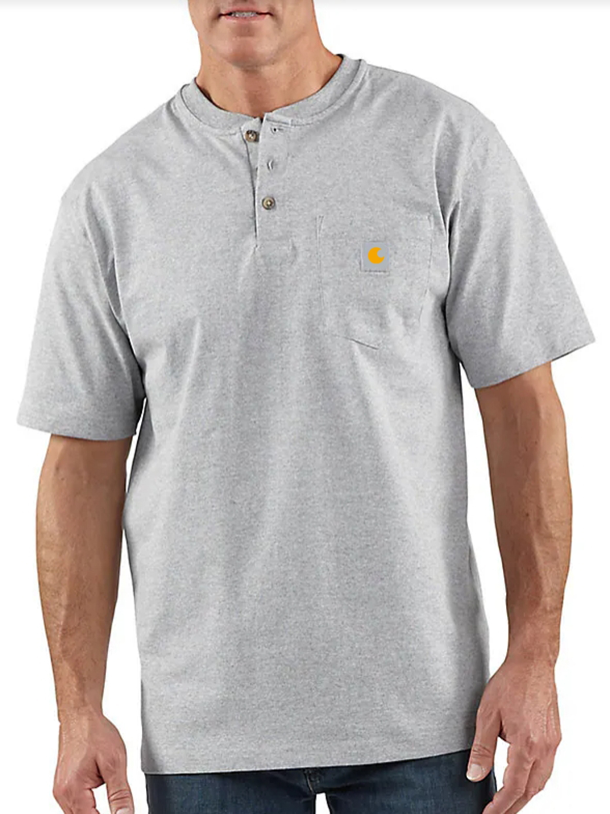Loose Fit Heavyweight Short-Sleeve Pocket Henley T-Shirt
