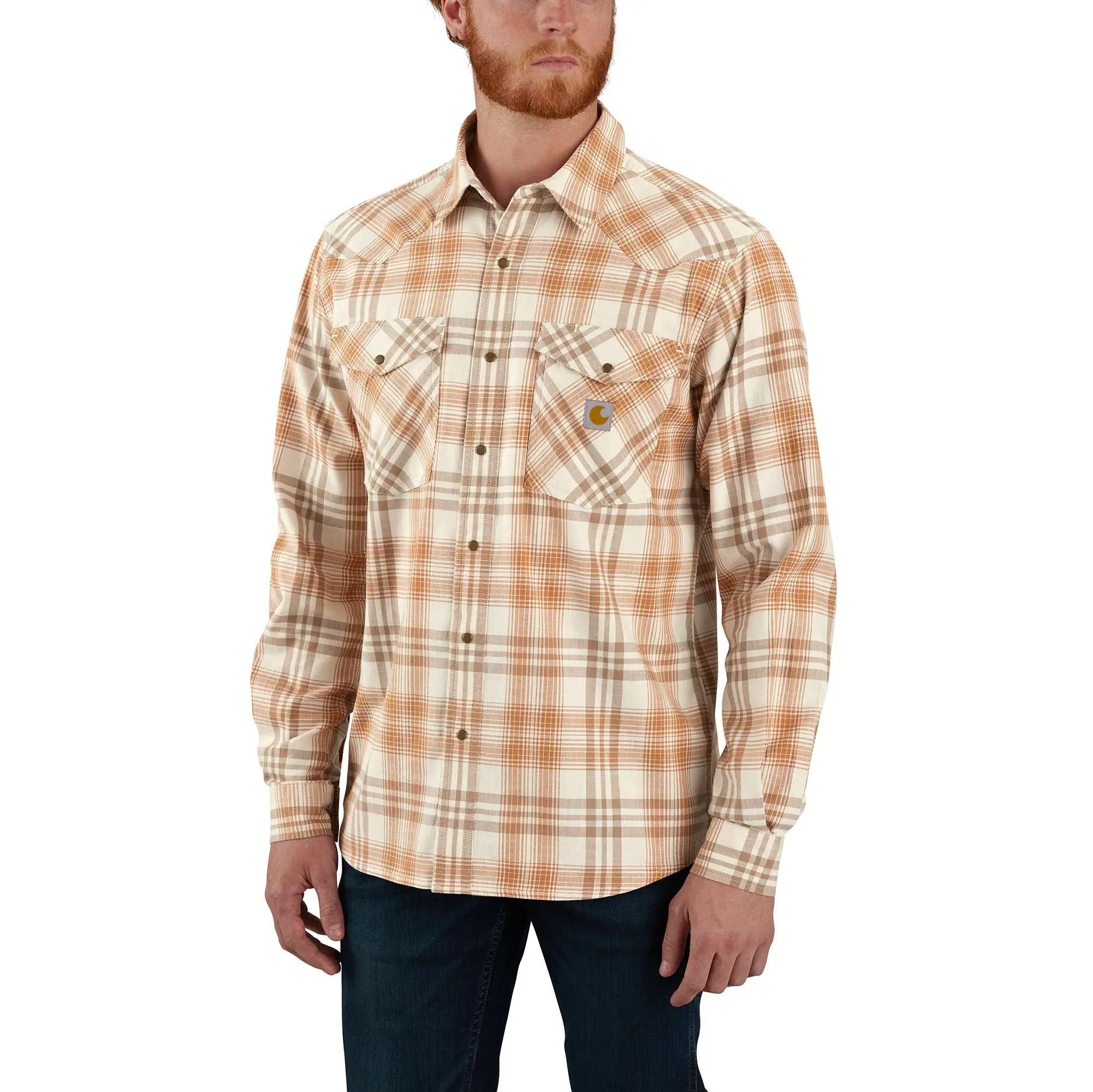 Montana Rugged Flex Relaxed Fit Lightweight Long-Sleeve Snap-Front Plaid Shirt