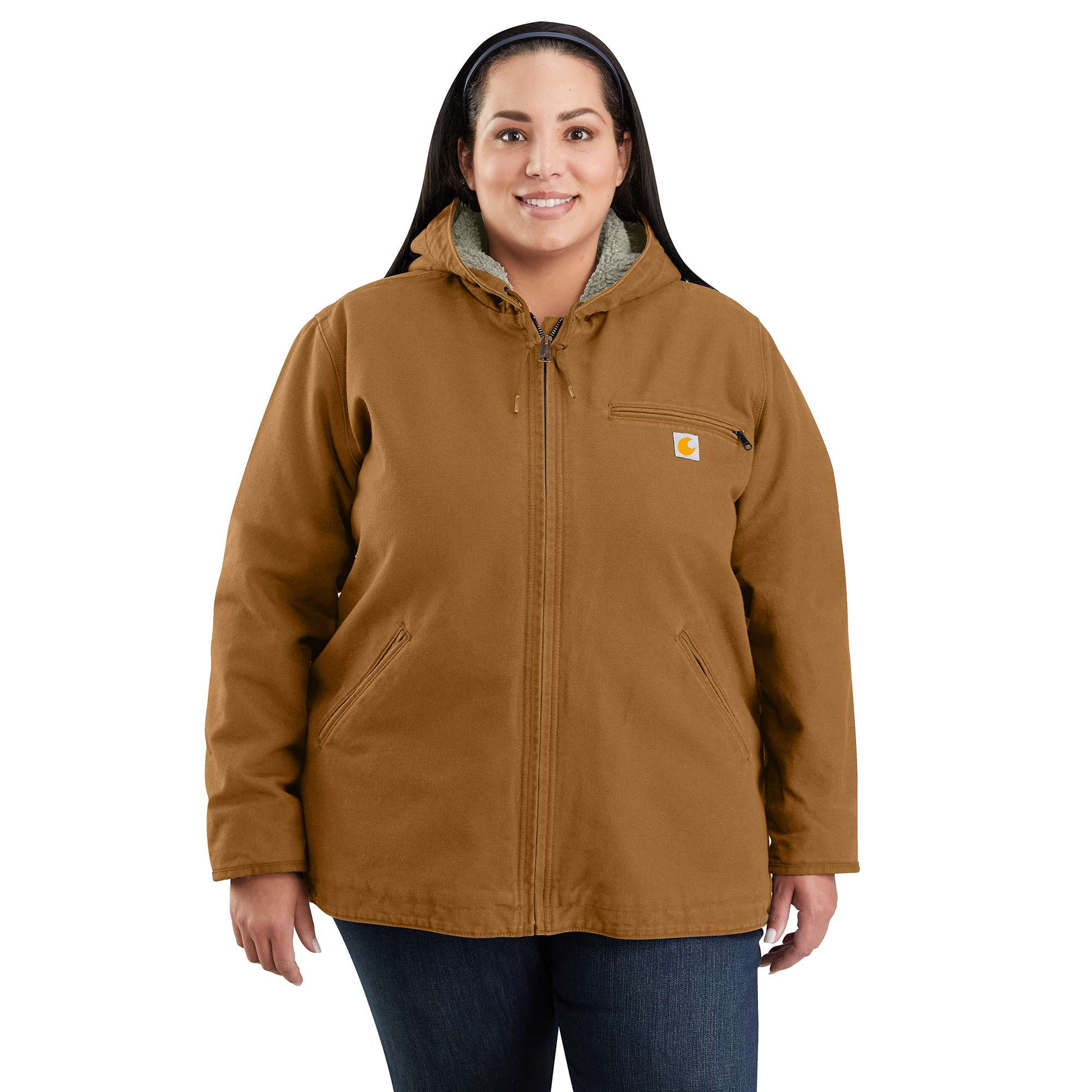 Women's Sherpa Lined Jacket - Loose Fit - Washed Duck - 3 Warmest Rating