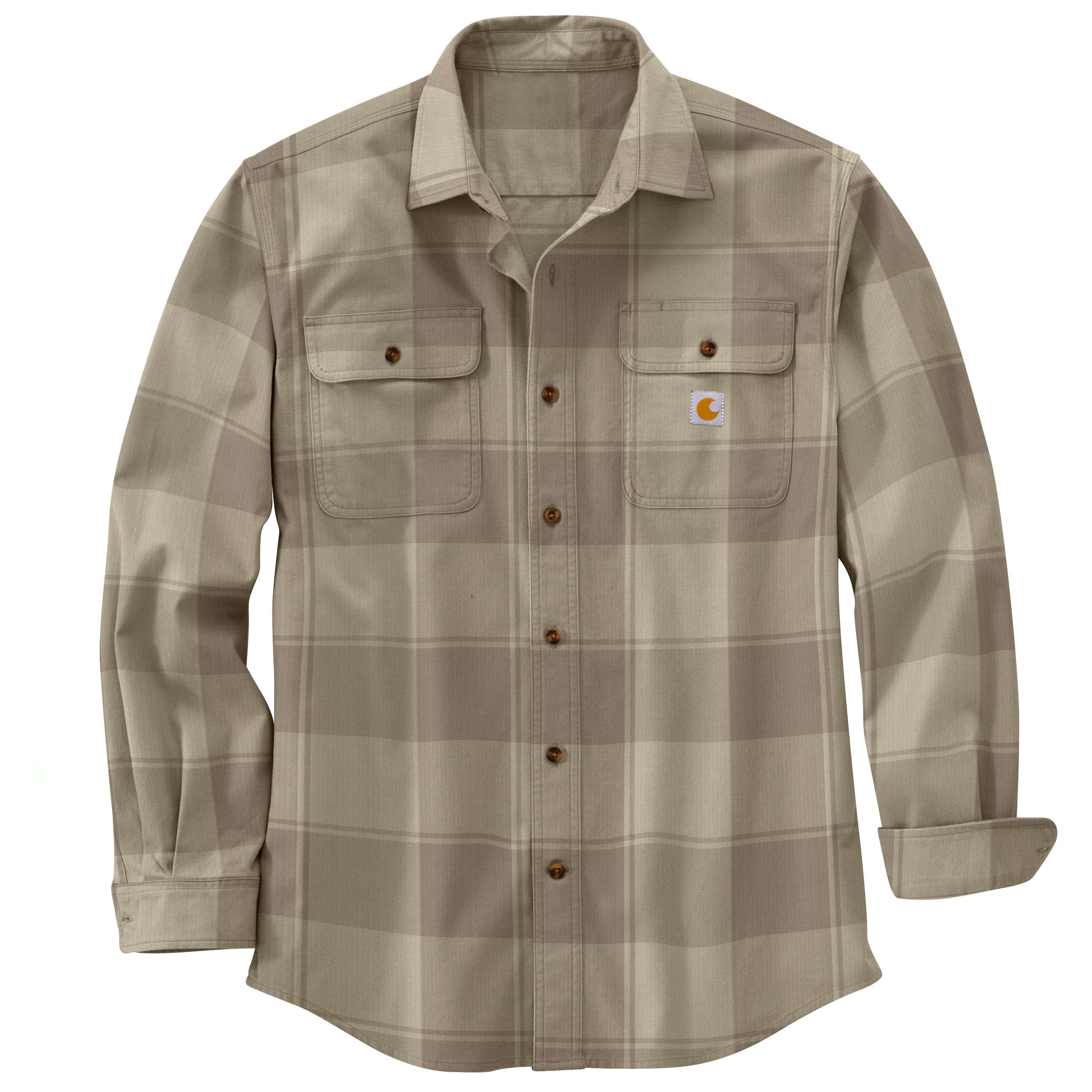 Loose Fit Heavyweight Flannel Long-Sleeve Plaid Shirt