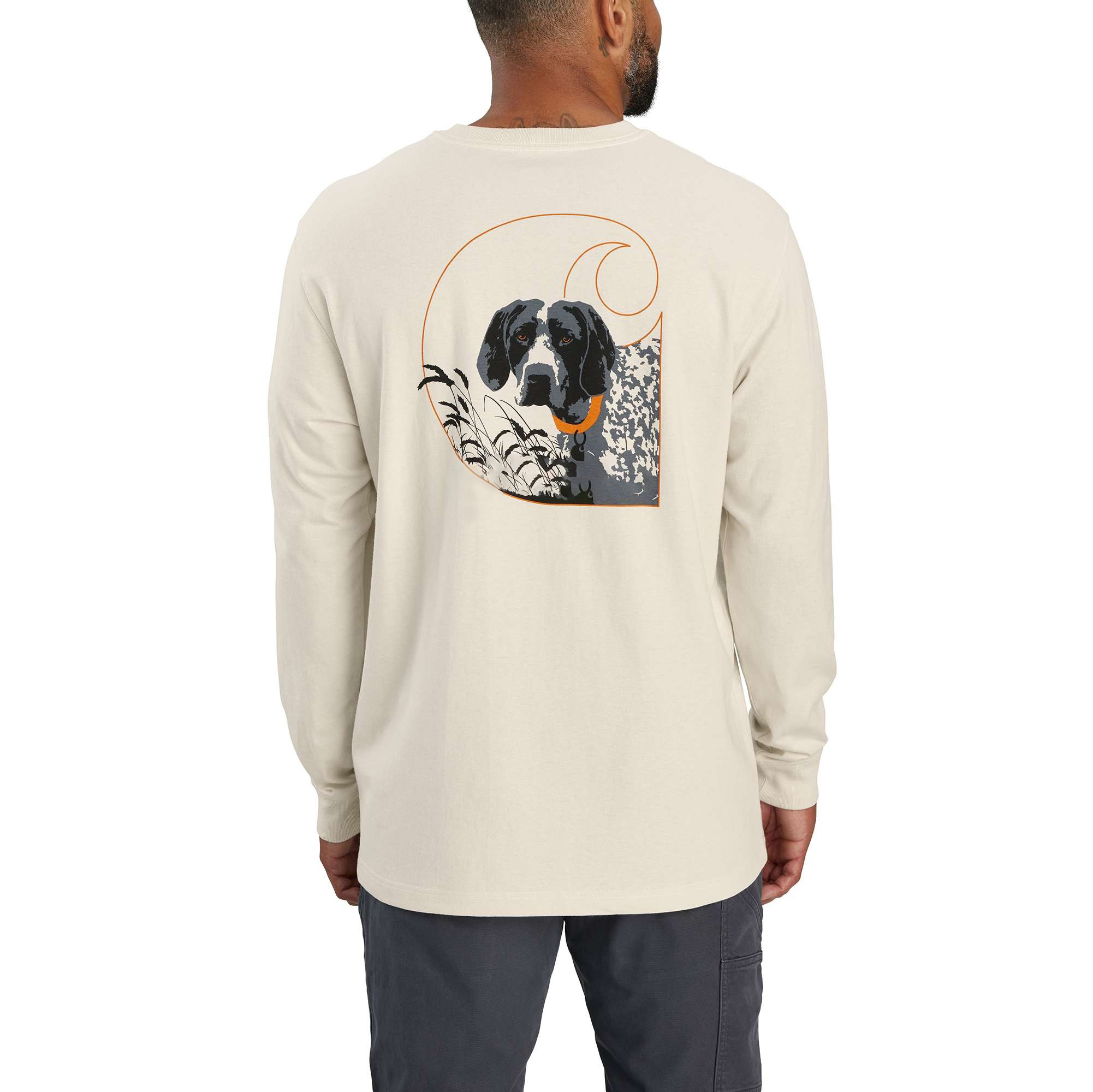 Loose Fit Heavyweight Long-Sleeve Pocket Dog Graphic T-Shirt