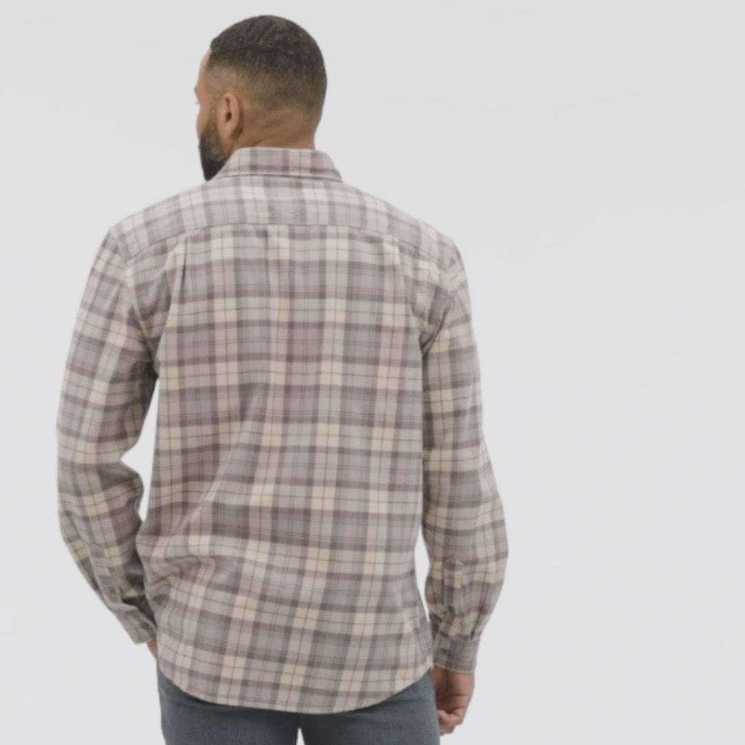 Loose Fit Heavyweight Flannel Long-Sleeve Plaid Shirt