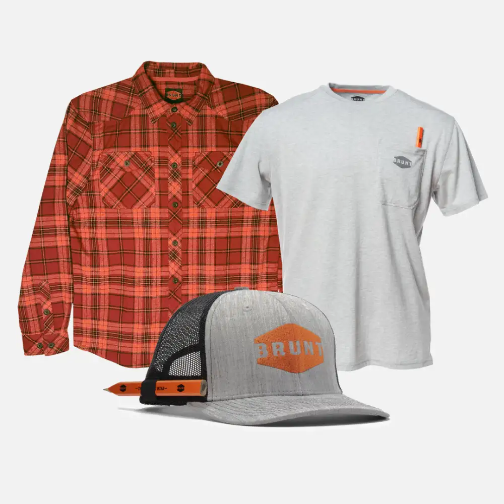 BRUNT Flannel Shirt + Pocket Tee + Snapback Bundle