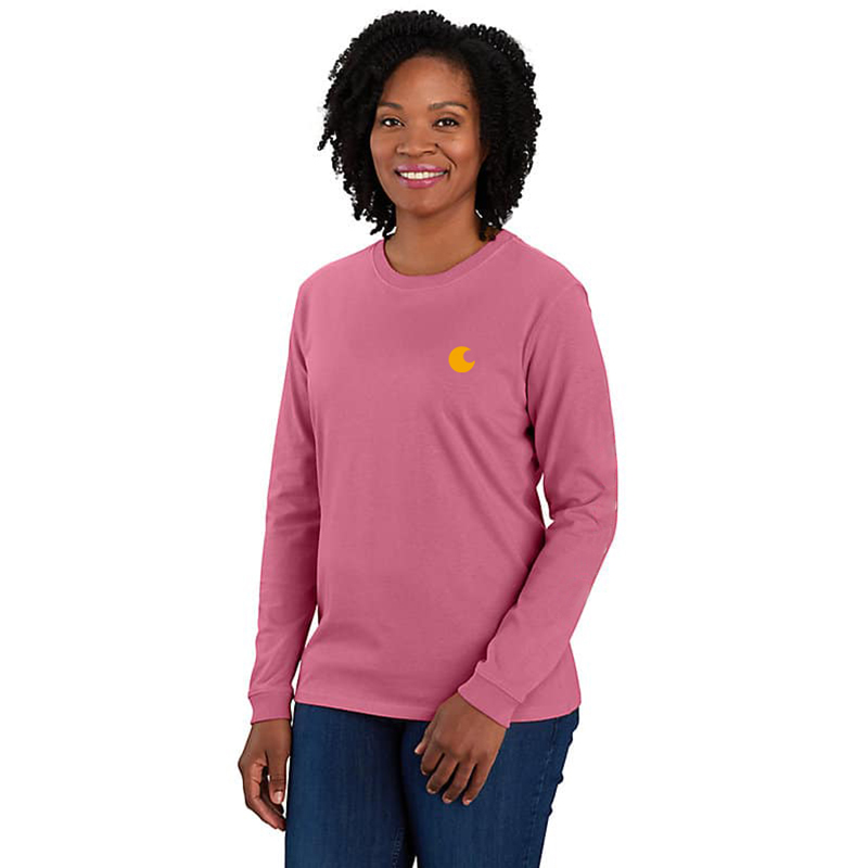 Women's Loose Fit Heavyweight Long-Sleeve Logo Sleeve Graphic T-Shirt